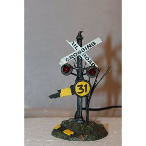 Dept 56 Halloween - Haunted Rails Crossing Sign